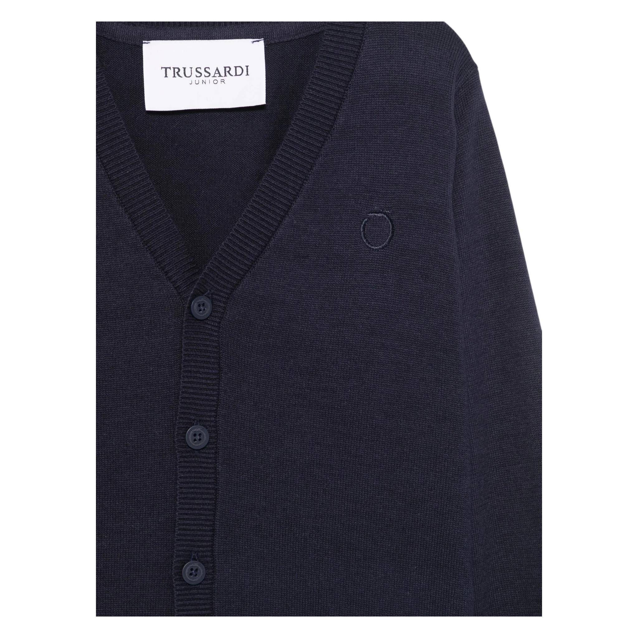 Trussardi Cardigan Tinta Unita con Logo per Bambino TBP25024CD BLU TRUSSARDI 
