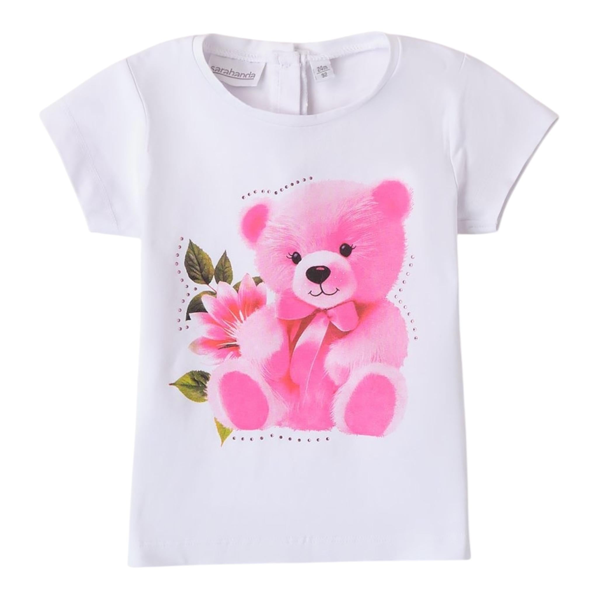 Sarabanda T-Shirt Girocollo Tinta Unita con Stampa per Neonata 0B208N BIANCO SARABANDA 