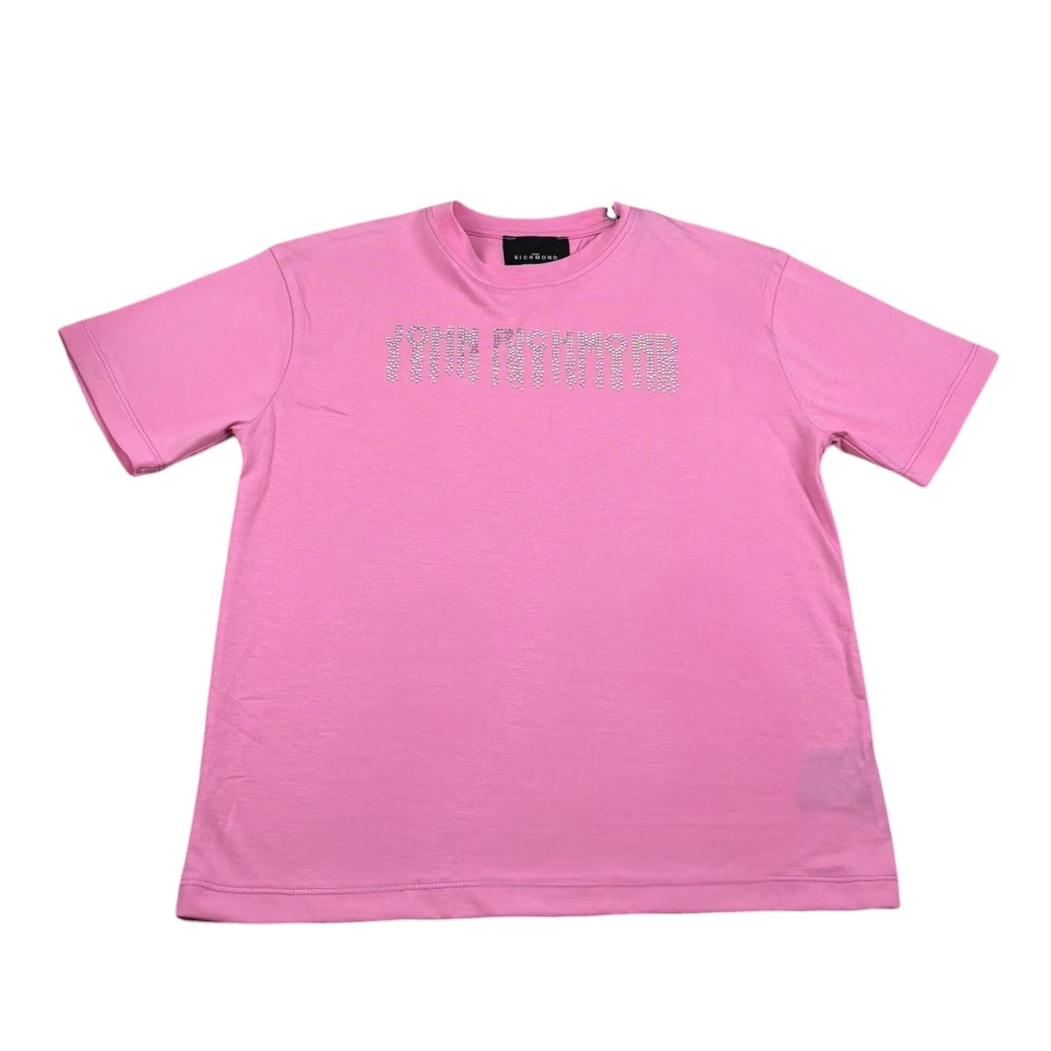 John Richmond T-Shirt Tinta Unita con Brillantini per Bambina RGP26199TS ROSA JOHN RICHMOND 