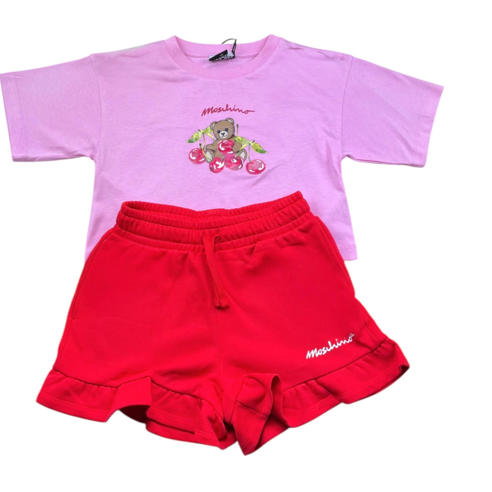 Moschino Completo 2 Pezzi T-Shirt-Short Bicolore per Bambina HDG01N ROSA MOSCHINO 