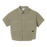 Aspesi Camicia Mezza Manica Con Bottoni Verde Per Bambina