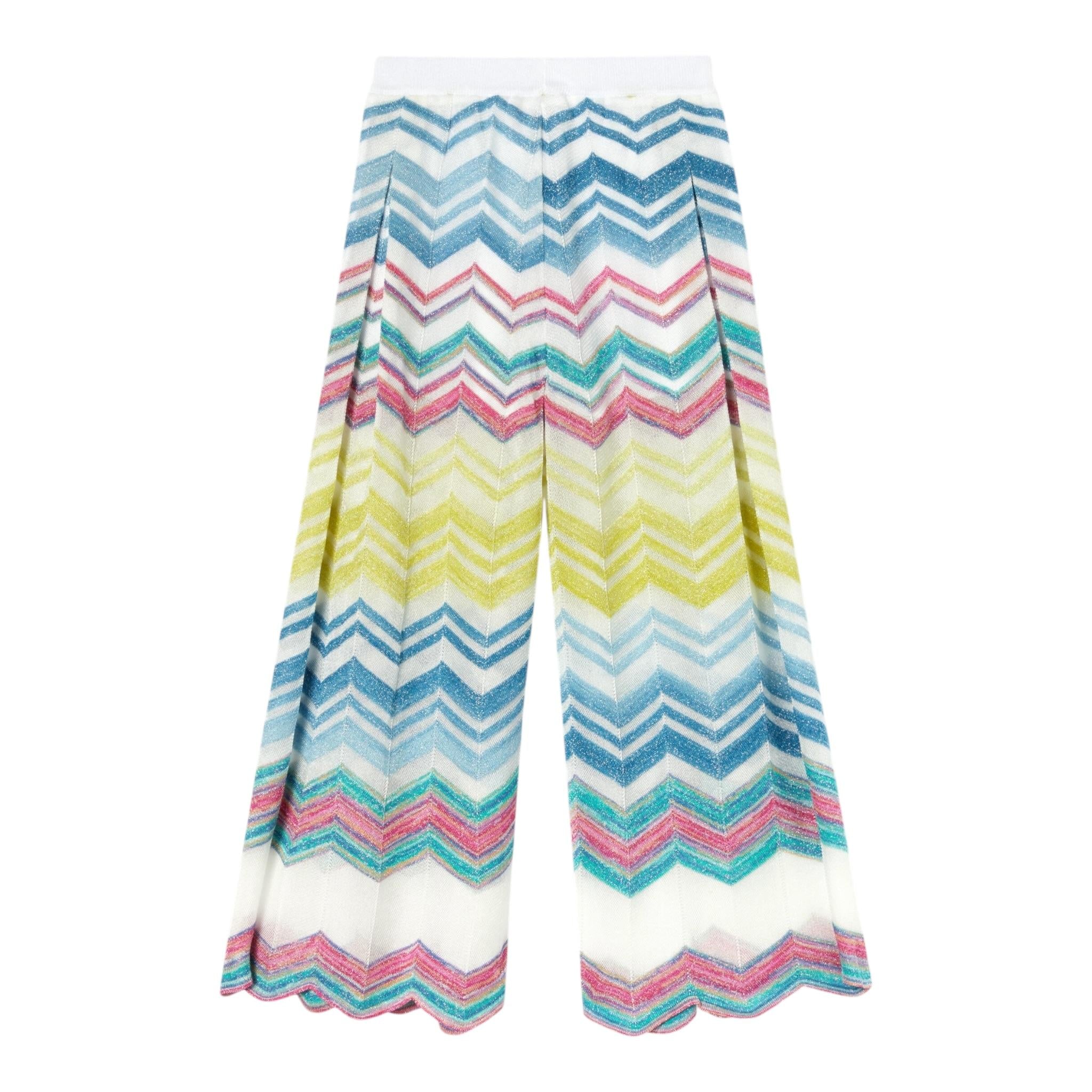 Missoni Pantalone Stampa Fantaisa Modello Palazzo per Bambina MU6B90 BIANCO MISSONI 