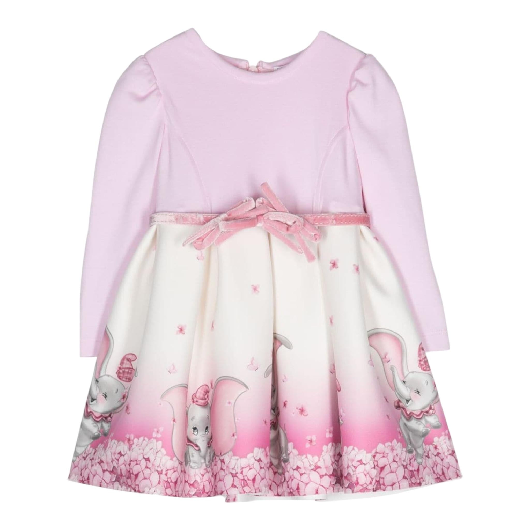 MONNALISA abito tinta unita manica lunga con stampa Rosa per Neonata 31D902 ROSA MONNALISA 