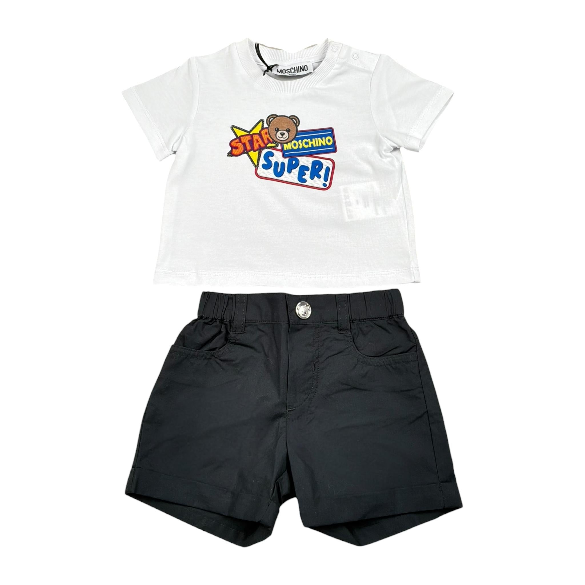Moschino Completo 2 Pezzi T-Shirt-Bermuda Bicolore per Neonato MOG00A BIANCO/NERO MOSCHINO 