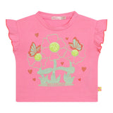 Billieblush T-Shirt Girocollo Tinta Unita Con Brillantini E Stampa Rosa Per Neonata