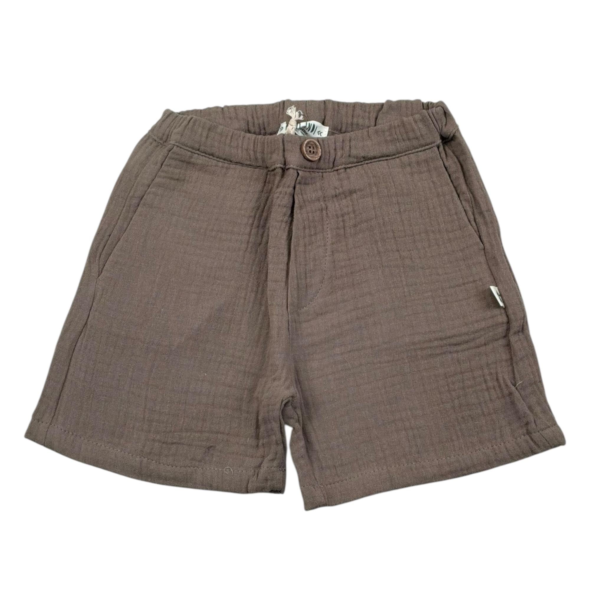 Petit Indi Bermuda Tinta Unita con Elastico In Vita per Neonato SS25BK7528XN FANGO PETIT INDI 