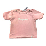 Bamboom+Babies T-Shirt Tinta Unita Girocollo Con Stampa Rosa Per Neonata