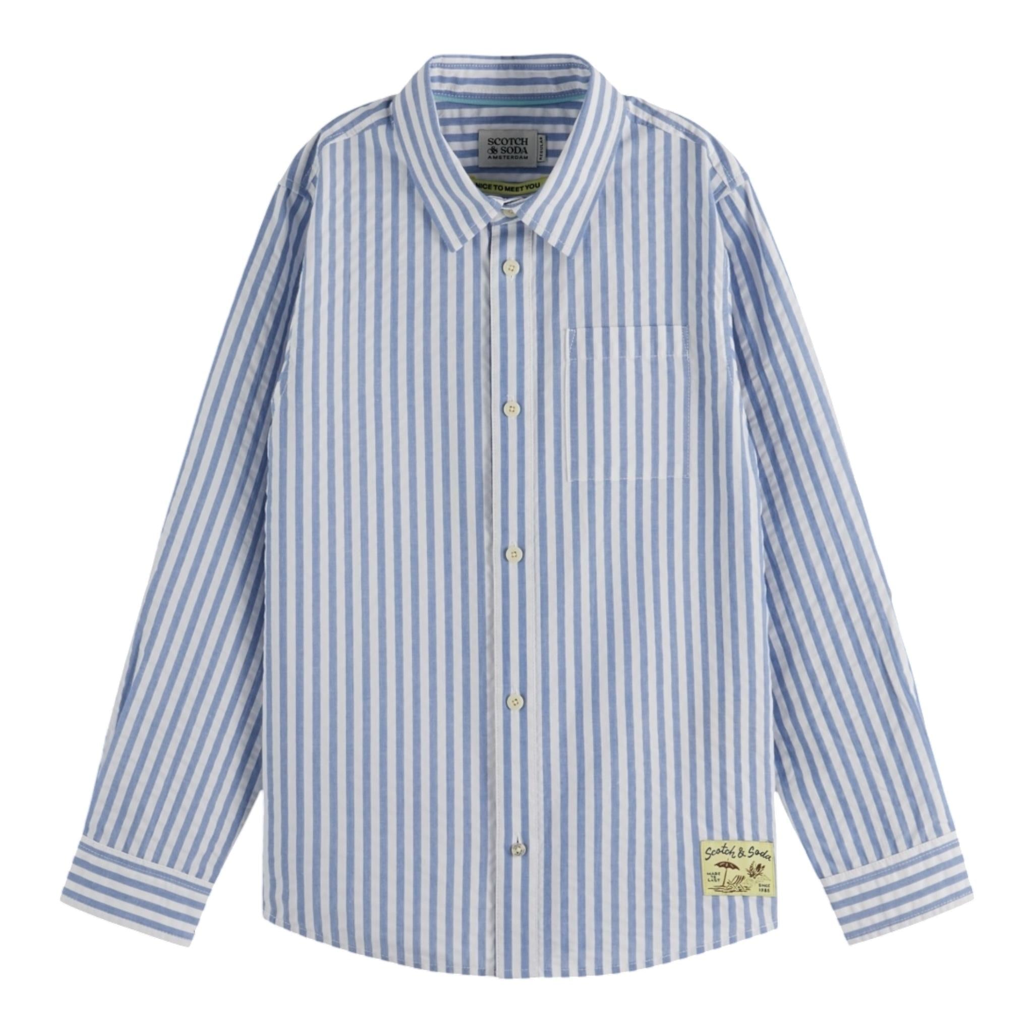 Scotch & Shrunk Camicia Bicolore con Fantasia A Righe per Bambino 179464 BIANCO SCOTCH & SHRUNK 
