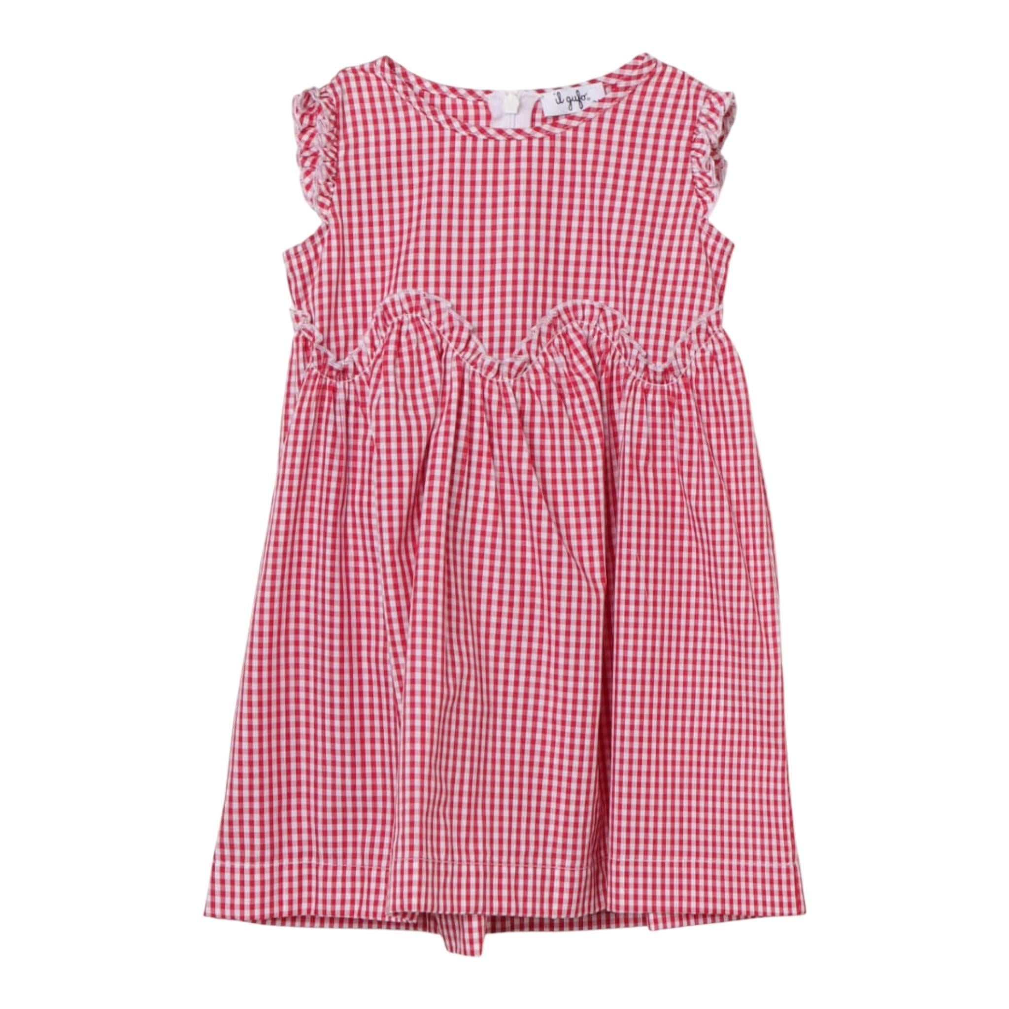 Il Gufo Abito Giromanica Fantasia A Quadretti per Bambina P24VA312C3148 ROSSO IL GUFO 
