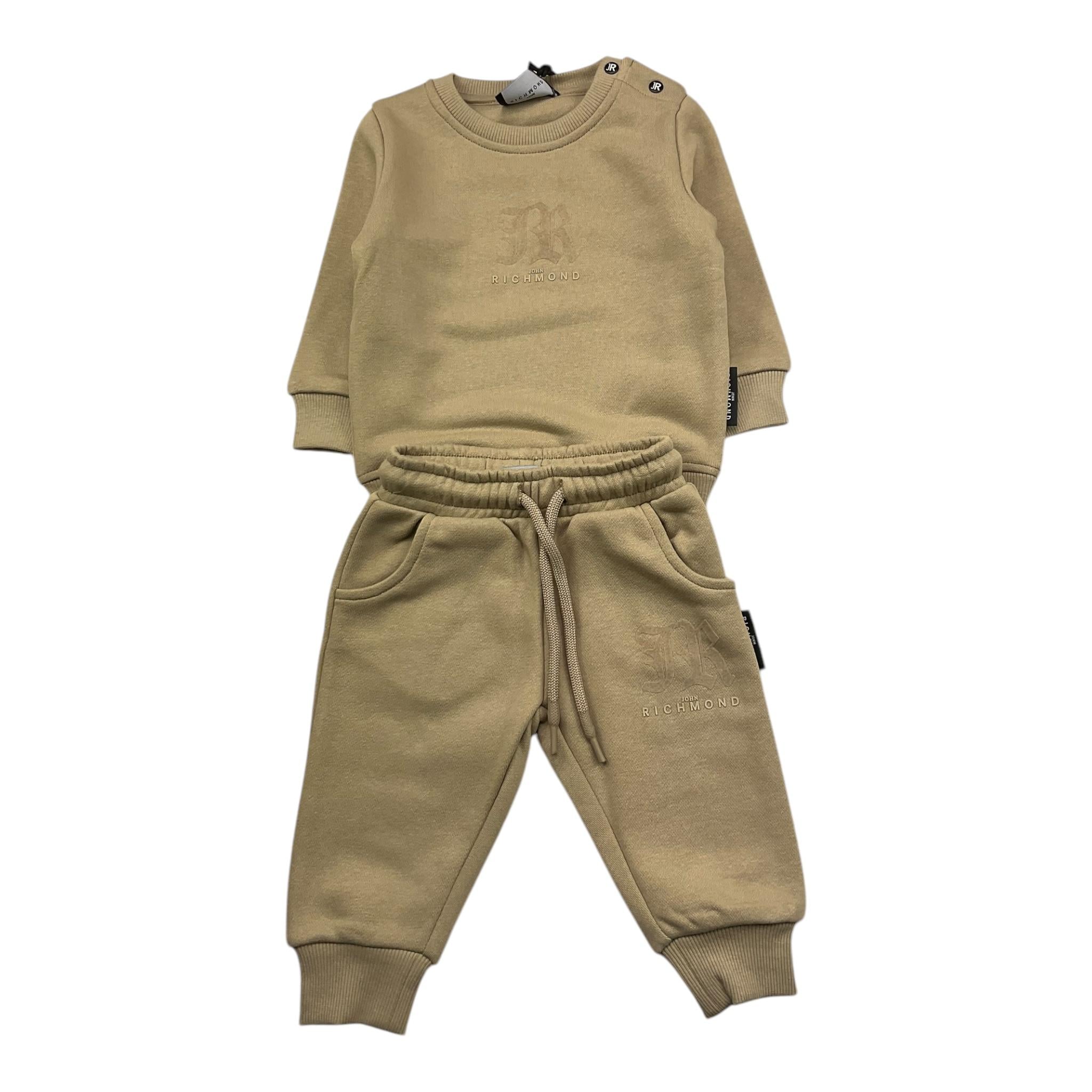 JOHN RICHMOND completo 2pz felpa-pantalone tinta unita con stampa Sabbia per Neonato RIA25005CF SABBIA JOHN RICHMOND 