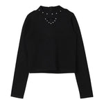 TWINSET maglia tinta unita con borchie Nero per Bambina 242GJ3181 NERO TWINSET 