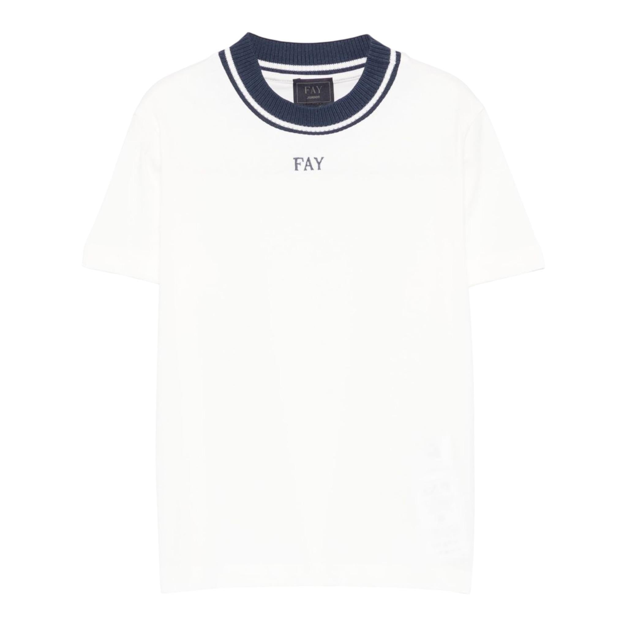Fay T-Shirt Girocollo con Stampa Tinta Unita per Bambino FW8P91XX BIANCO FAY 