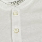 Please T-Shirt Tinta Unita con Bottoni per Bambino ME03030B72 BIANCO PLEASE 