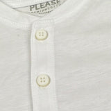 Please T-Shirt Tinta Unita con Bottoni per Bambino ME03030B72 BIANCO PLEASE 