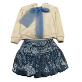 MISS GRANT completo 2 pezzi felpa-gonna bicolore Panna/azzurro per Bambina MG1201 PANNA/AZZURRO MISS GRANT 