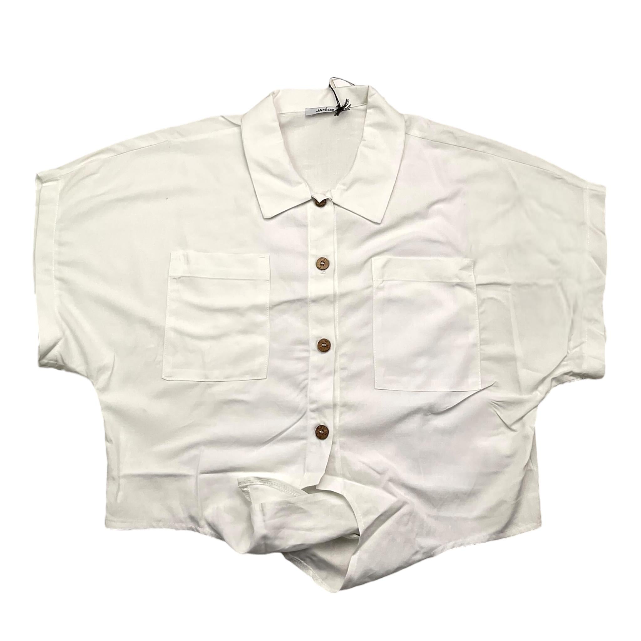 Janice Camicia Mezza Manica Tinta Unita Bianco Per Bambina JN533R BIANCO JANICE 