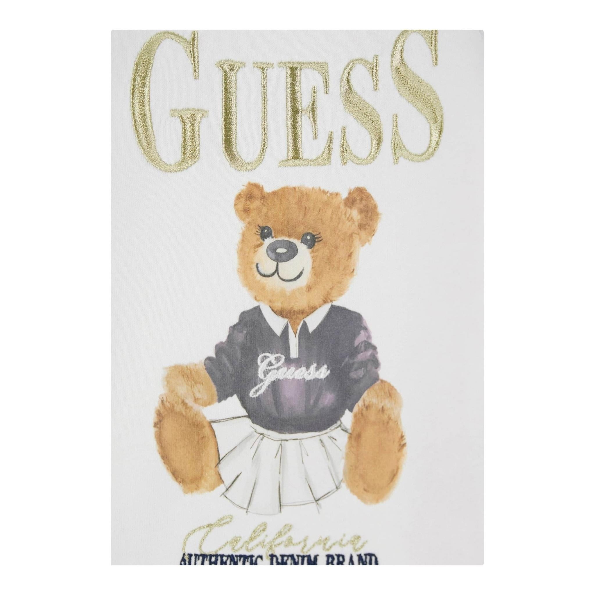 Guess Felpa Chiusa Girocollo Tinta Unita con Logo per Neonato K5RQ04KAD74 BIANCO GUESS 