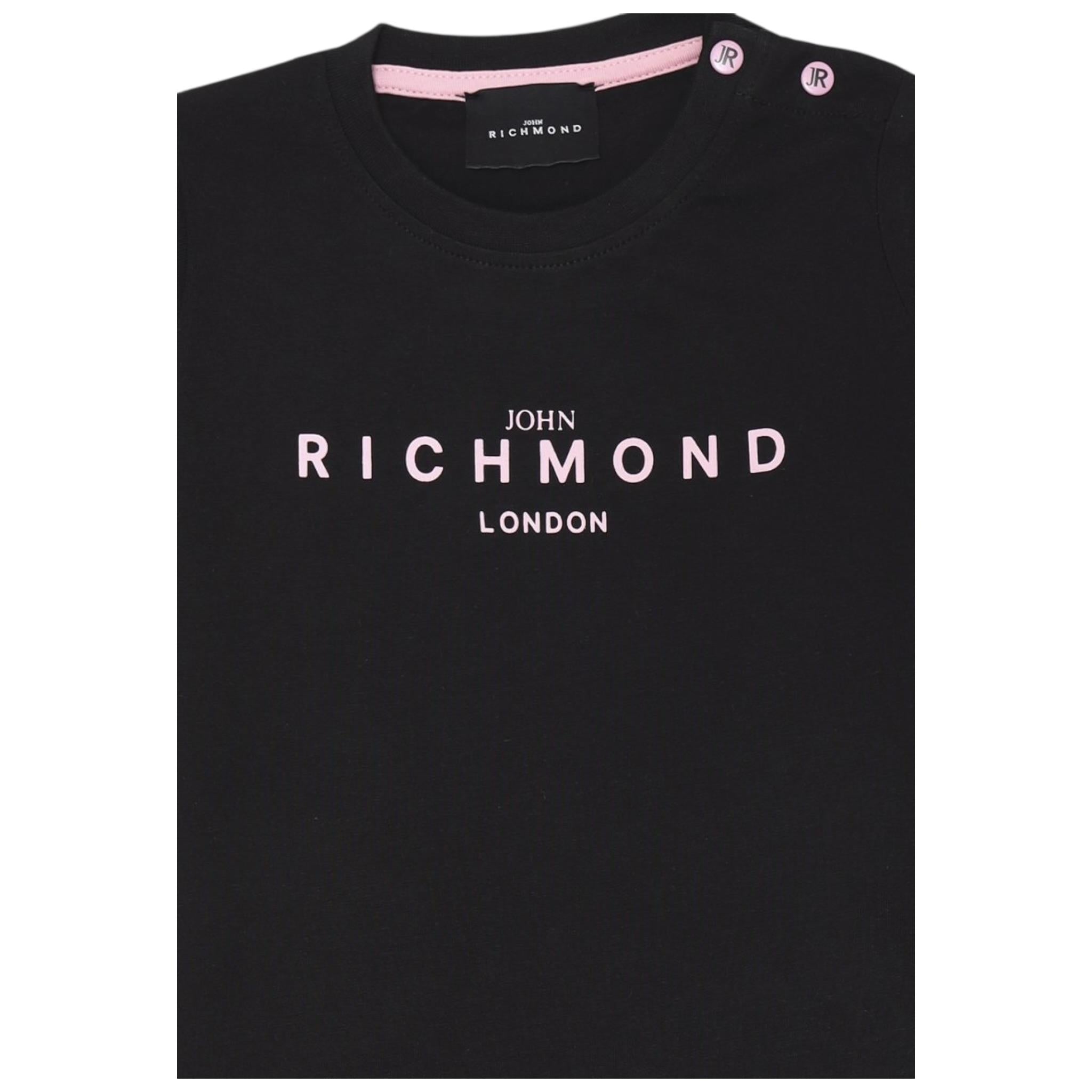 John Richmond T-Shirt Girocollo Tinta Unita con Stampa per Bambina RGP25002TSX NERO JOHN RICHMOND 