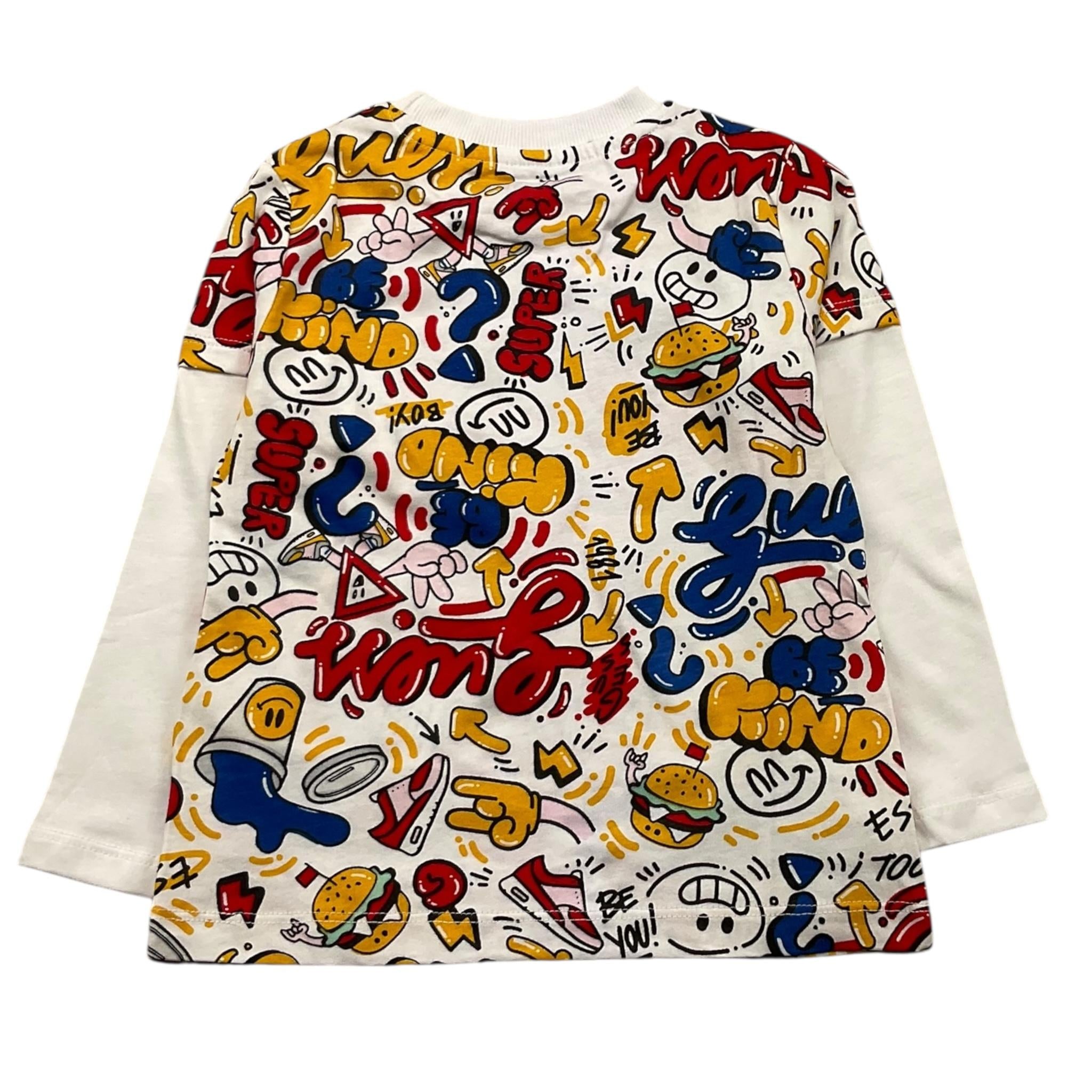 GUESS shirt girocollo tinta unita con stampa in contrasto Bianco per Neonato N4YI12K8HM3 BIANCO GUESS 