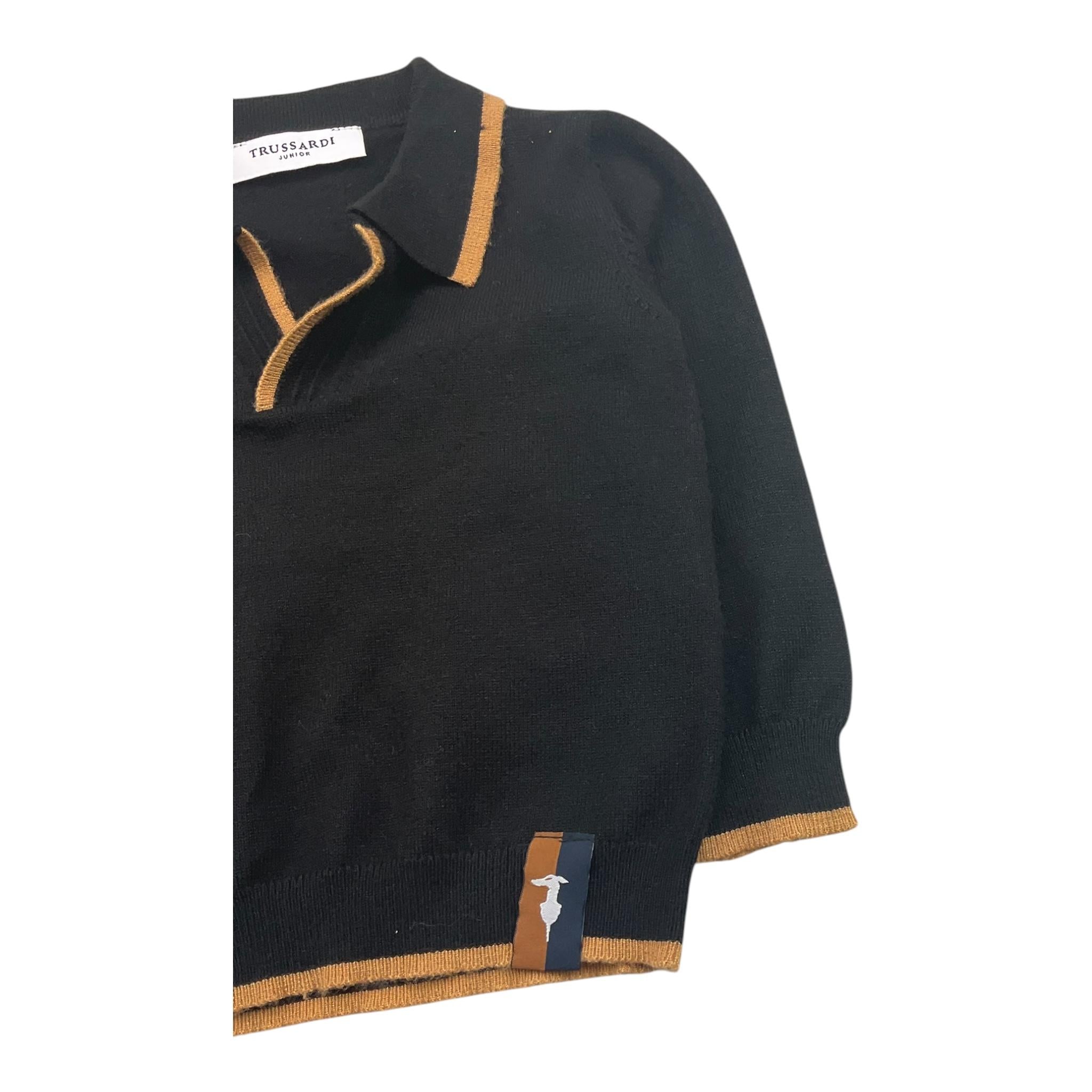 TRUSSARDI polo in maglia tinta unita cn profili in contrasto Nero per Neonato TIA25083MA NERO TRUSSARDI 