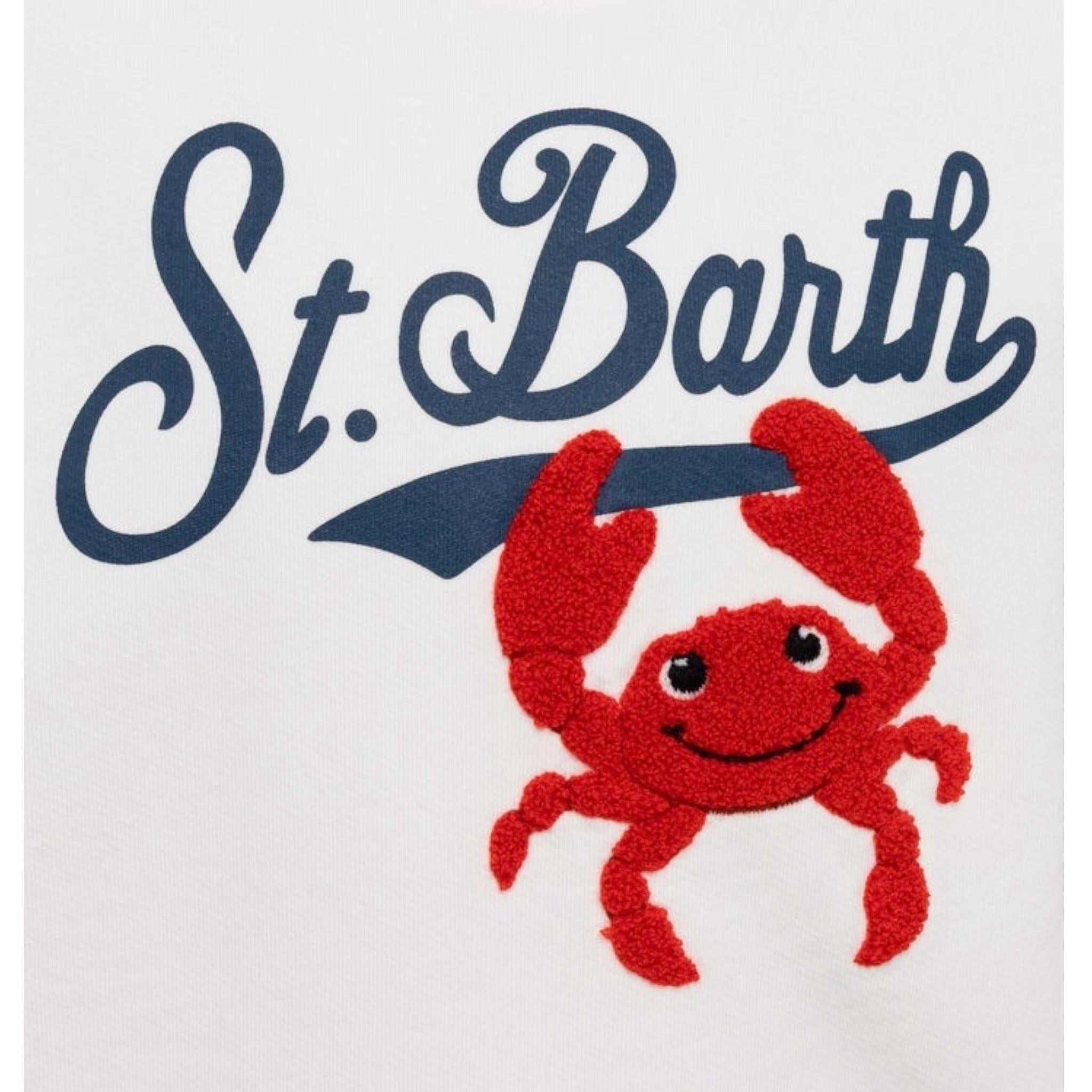 Saint Barth Felpa Girocollo Tinta Unita con Stampa per Bambino BOBB001 BIANCO SAINT BARTH 