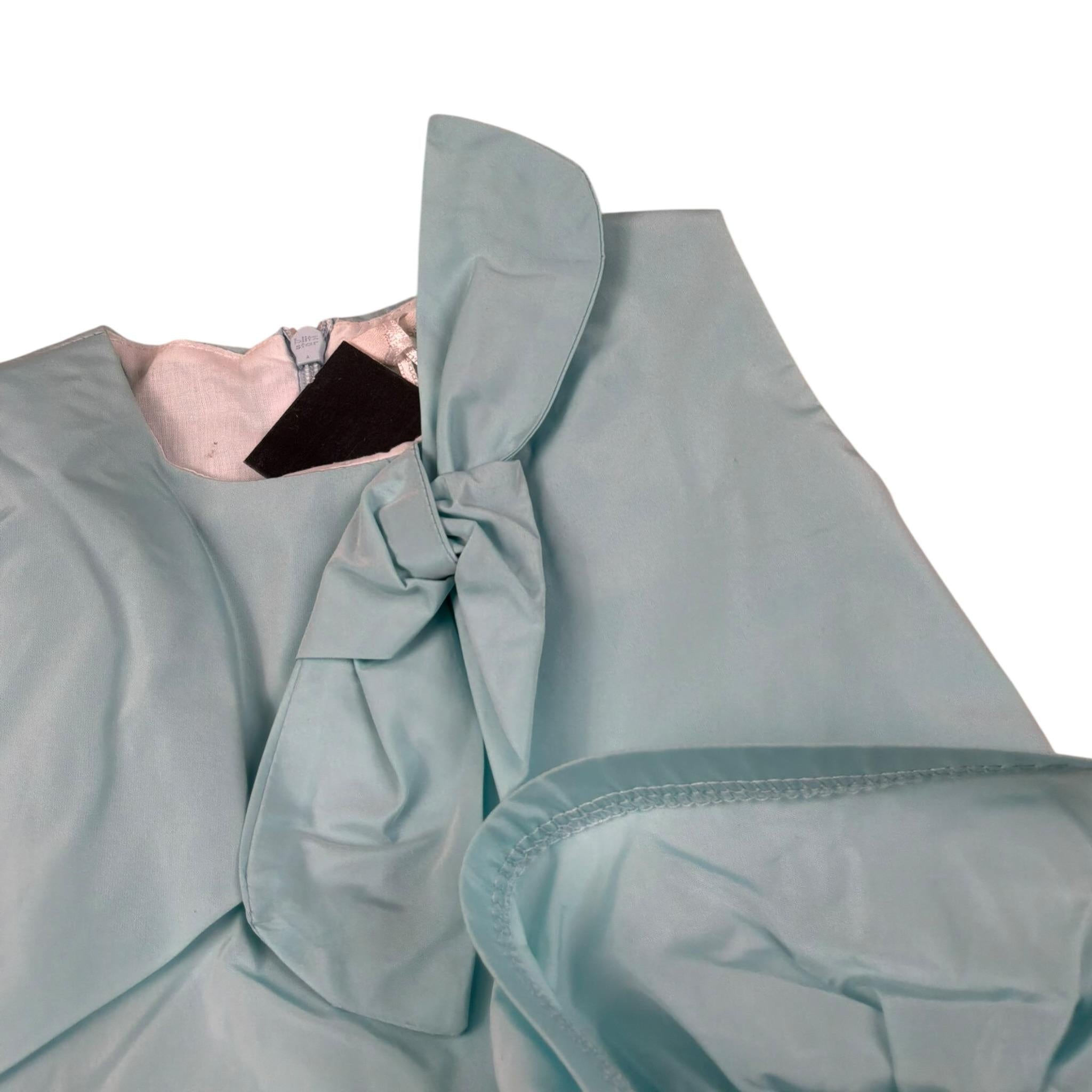 Miss Grant Abito Tinta Unita con Rouches per Bambina MG1344J AZZURRO MISS GRANT 