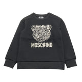 MOSCHINO felpa girocollo tinta unita con stampa Nero per Bambina HMF099 NERO MOSCHINO 