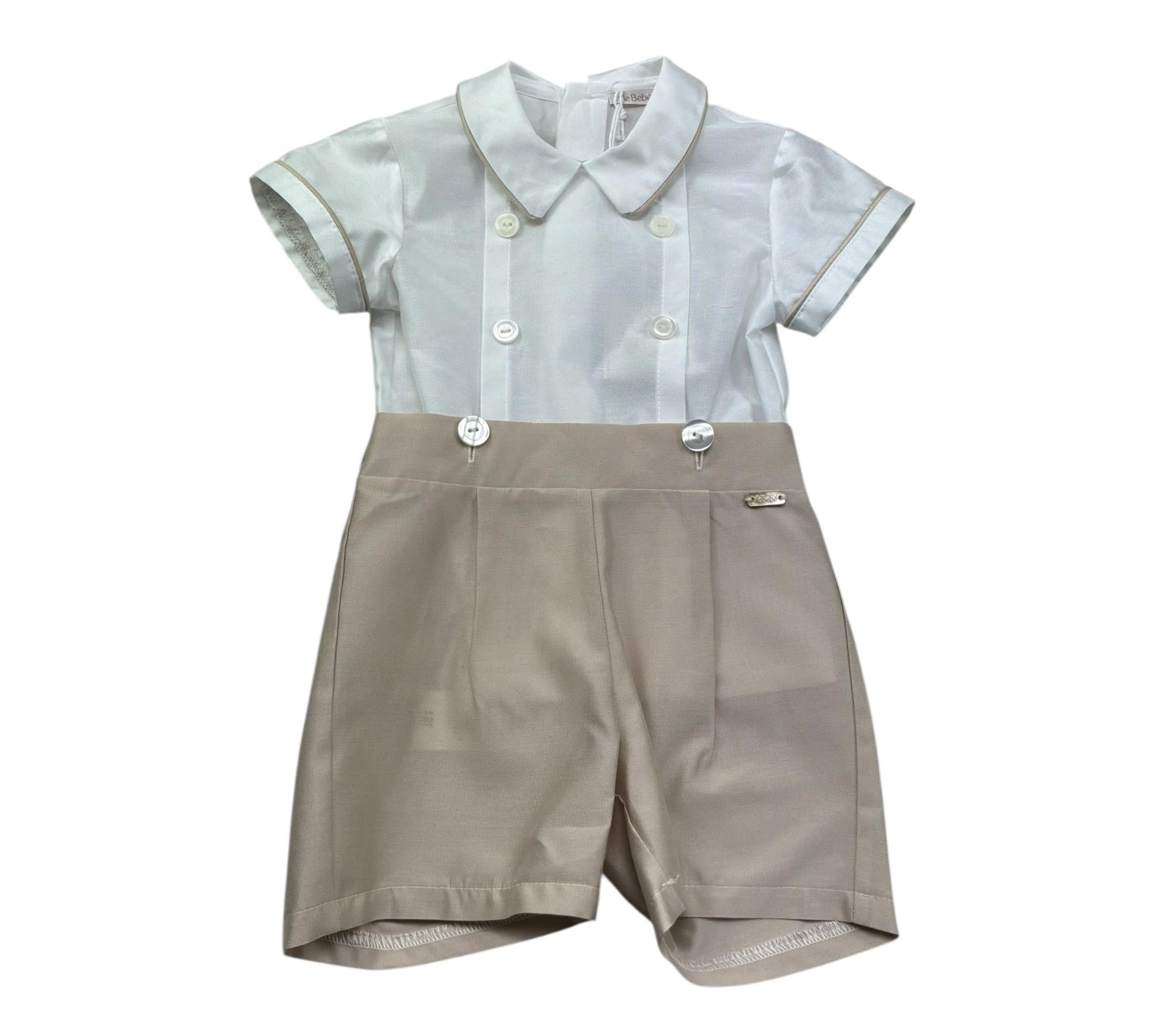 Le Bebe Completo 2 Pezzi Camicia-Bermuda per Neonato LBB5326 BIANCO/BEIGE LE BEBE 