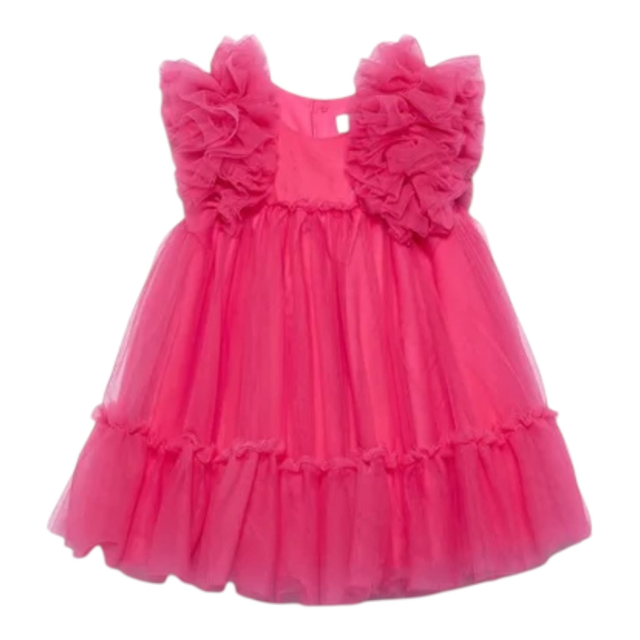 Abel & Lula Abito Tinta Unita con Rouches per Neonata 50299N ROSA FLUO ABEL & LULA 
