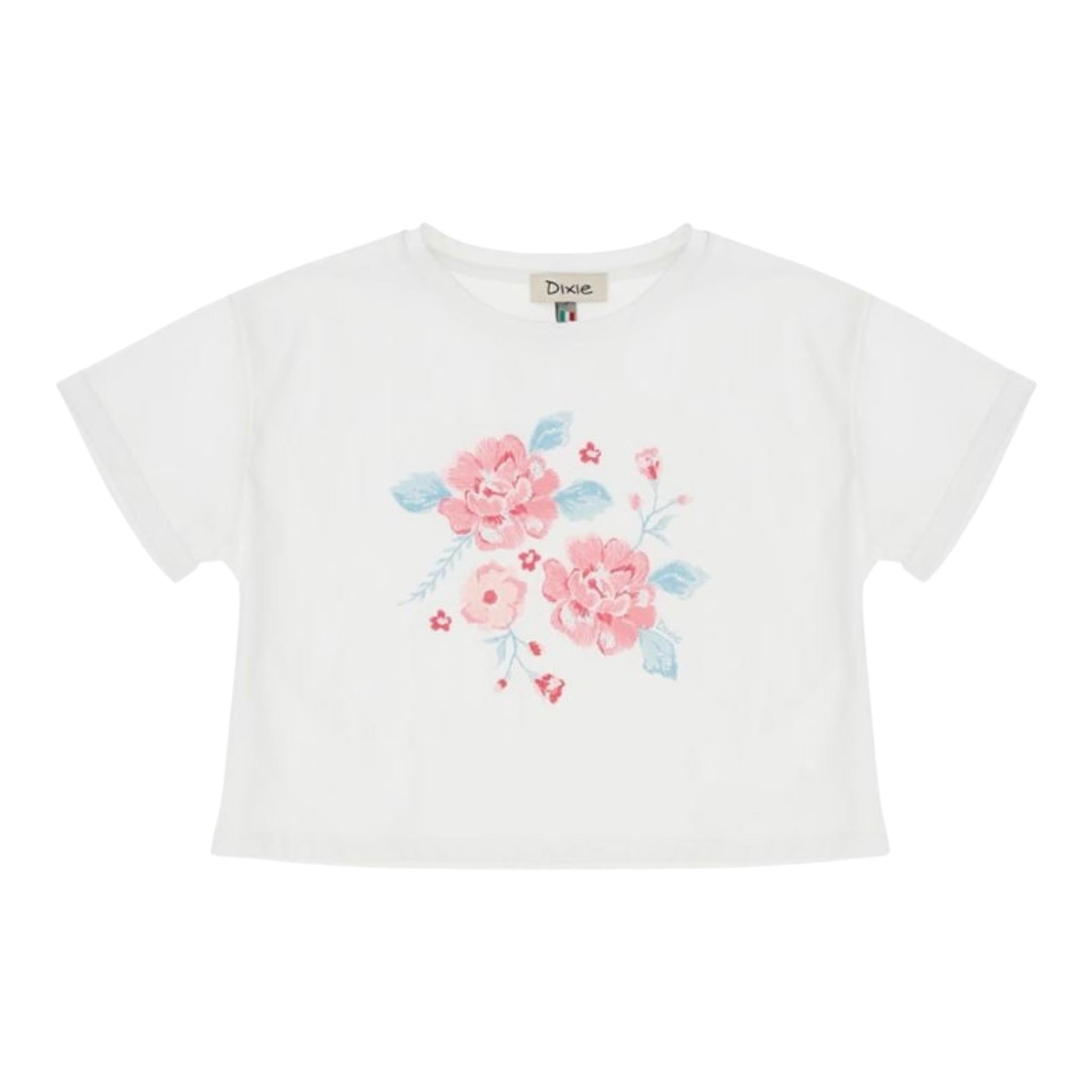 Dixie T-Shirt Tinta Unita Girocollo con Stampa per Bambina MBD1030G50 BIANCO DIXIE 