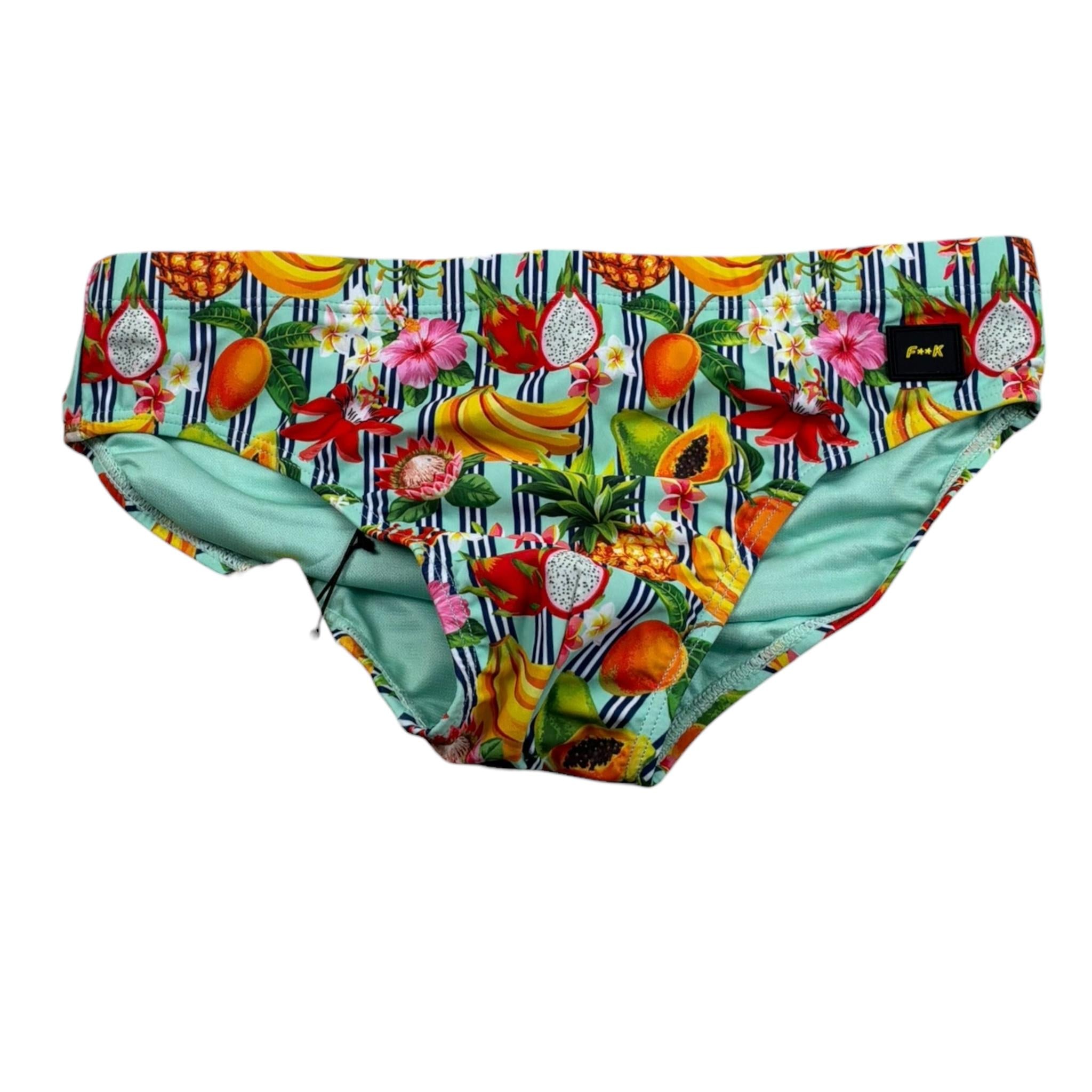 F**K Costume Modello Slip Tinta Unita con Stampa per Bambino FJ25J03SA20X14 VERDE ACQUA F**K 