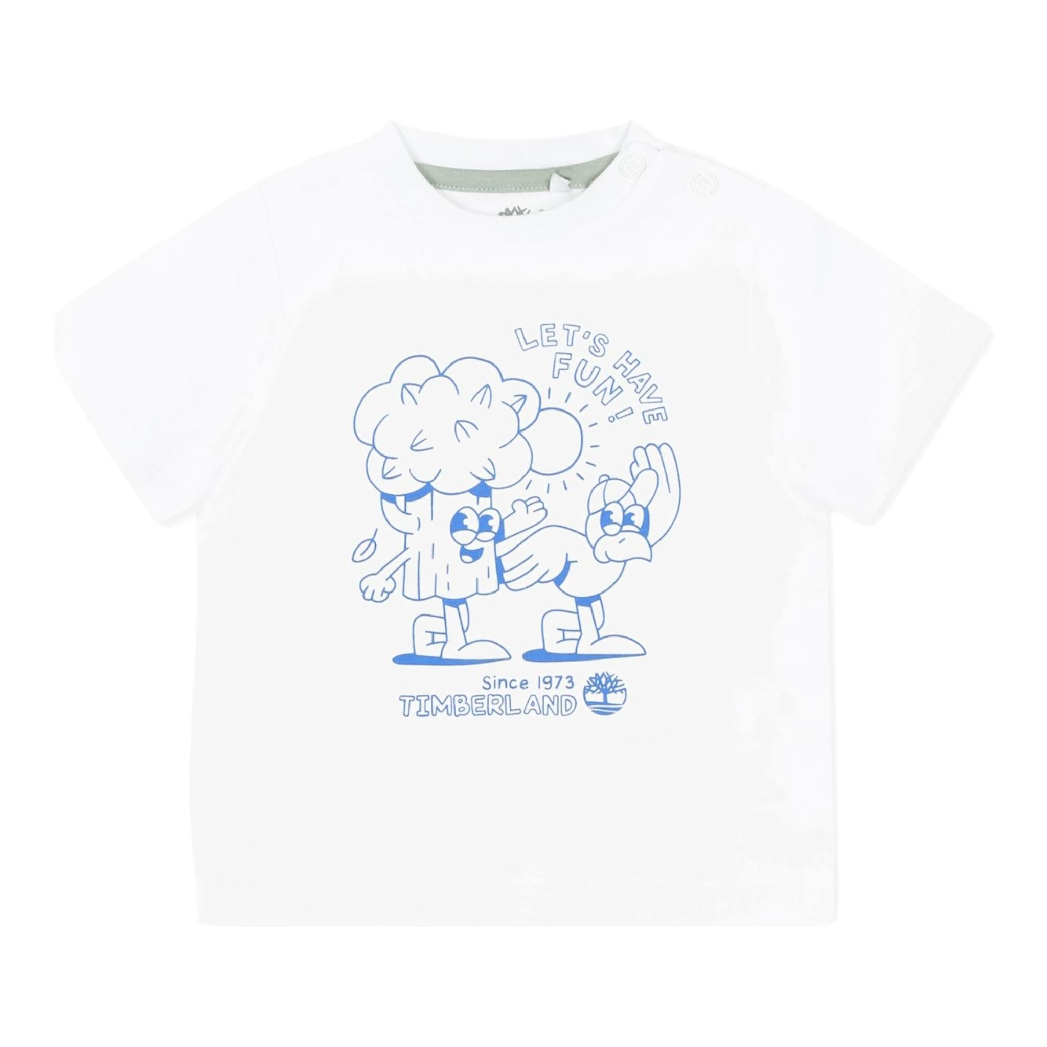 Timberland T-Shirt Girocollo Tinta Unita con Stampe per Neonato T60388 BIANCO TIMBERLAND 