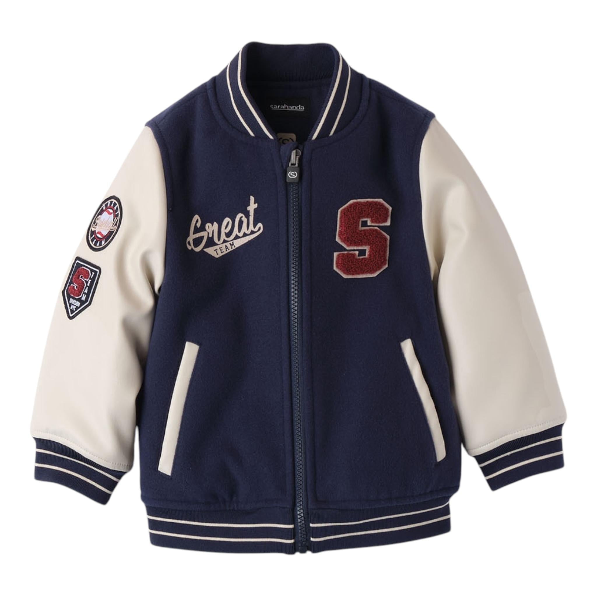 SARABANDA giubbino modello college bicolore con zip Blu per Bambino A050 BLU SARABANDA 