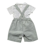 Barcellino Completo 2 Pezzi Camicia-Bermuda con Bretelle per Neonato 120712 BIANCO BARCELLINO 
