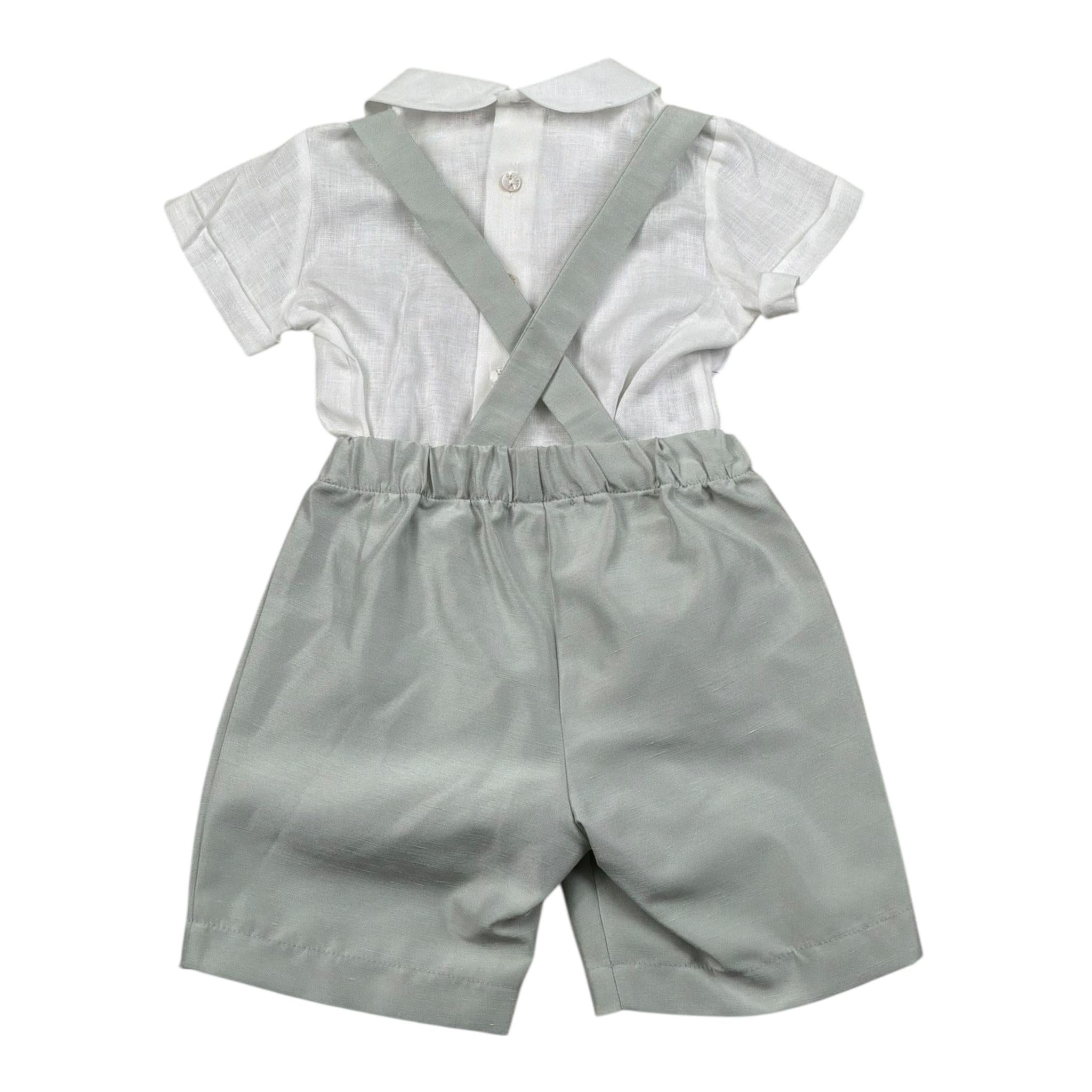 Barcellino Completo 2 Pezzi Camicia-Bermuda con Bretelle per Neonato 120712 BIANCO BARCELLINO 