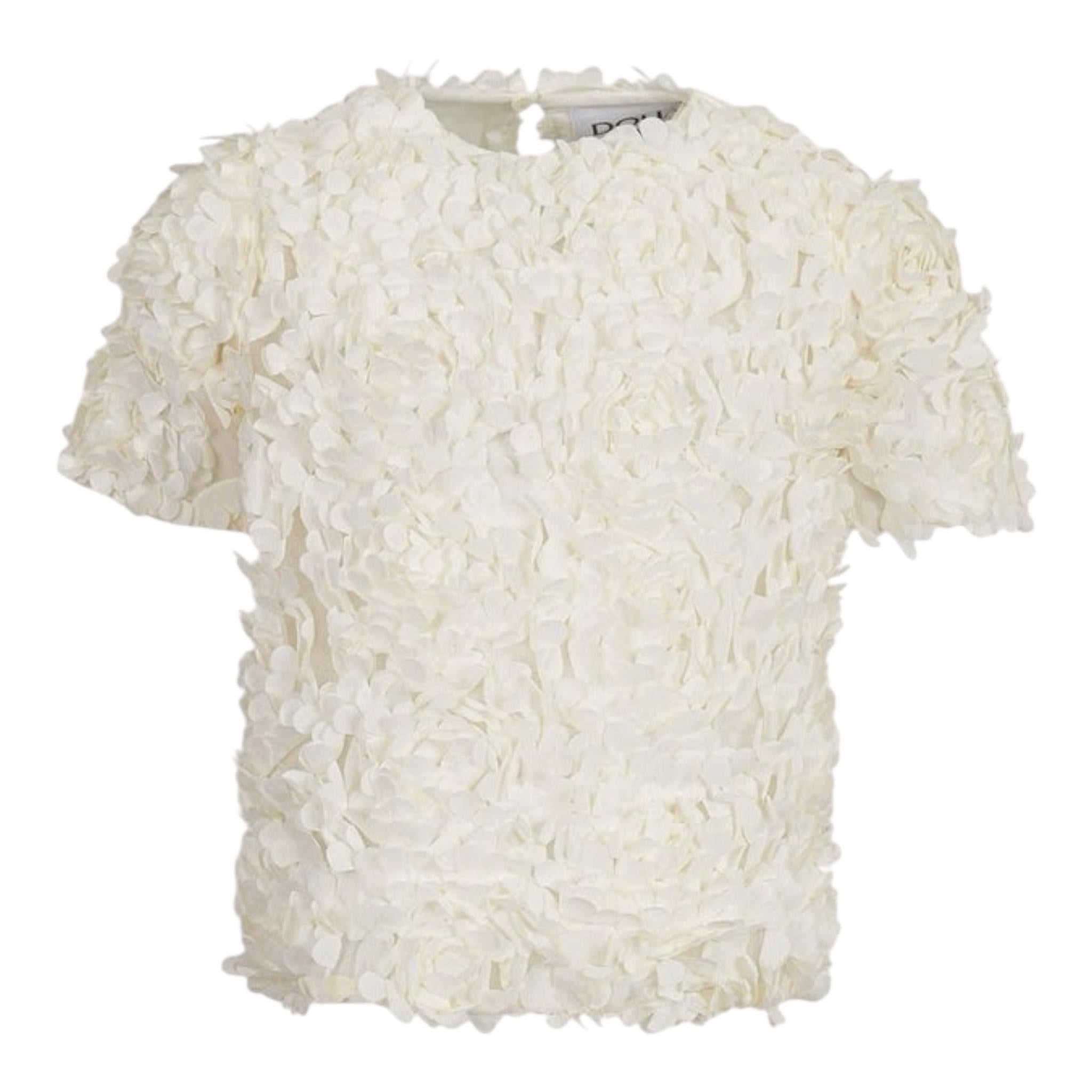 Dou Dou camicia Girocollo Tinta Unita con Applicazioni per Bambina DW5A61 PANNA DOU DOU 