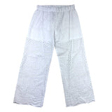 Piccola Ludo Pantalone Tinta Unita Traforato Con Elastico In Vita Bianco Per Bambina