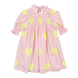 abito mezza manica tinta unita con ricami BS10WB058 ROSA PICCOLA LUDO 