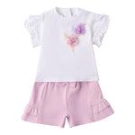 Mini Banda Completo 2 Pezzi Short-T-Shirt per Neonata 3B761 BIANCO MINI BANDA 