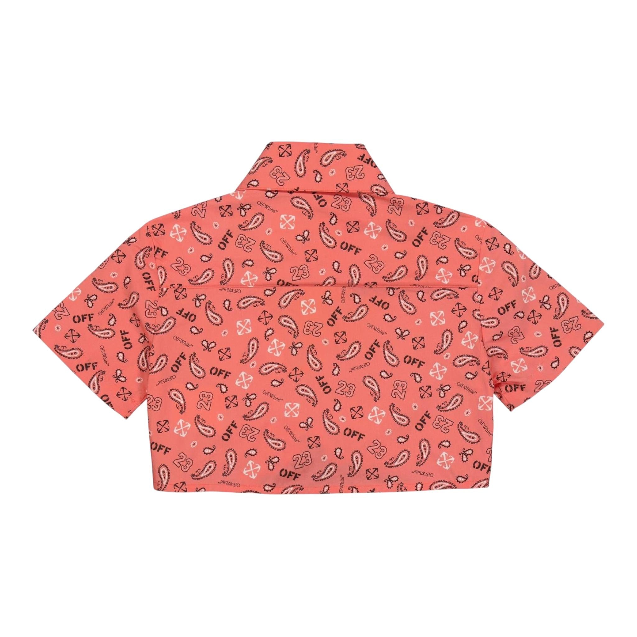 Off-White Camicia Mezza Manica Tinta Unita con Stampa per Bambina OGGA018S2 SALMONE OFF-WHITE 