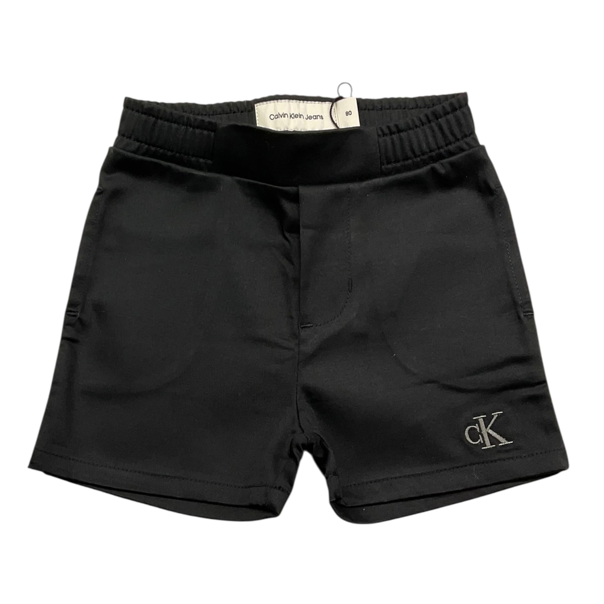 Calvin Klein Short Tinta Unita con Elastico In Vita per Neonata IN0IN00317 NERO CALVIN KLEIN 
