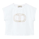 Twinset T-Shirt Girocollo Tinta Unita con Stampa per Bambina 251GJ2QR1 BIANCO TWINSET 