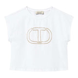 Twinset T-Shirt Girocollo Tinta Unita con Stampa per Bambina 251GJ2QR1 BIANCO TWINSET 