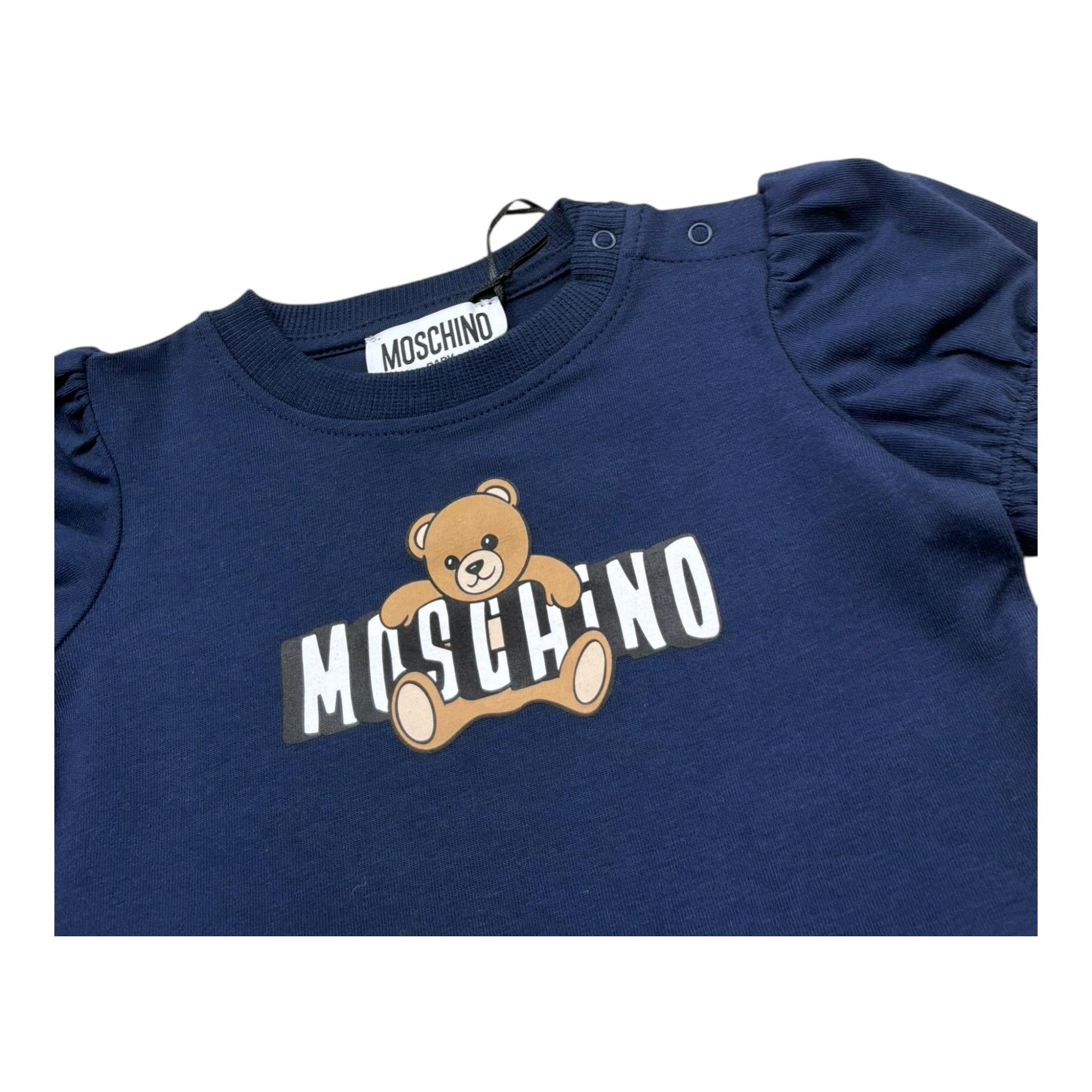 Moschino Abito Mezza Manica Tinta Unita con Stampa per Neonata MAV0C7 BLU MOSCHINO 