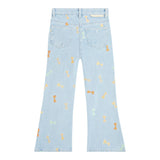 Stella Mccartney Jeans, einfarbig, Schlaghosenmodell mit hellblauer Stickerei für Mädchen