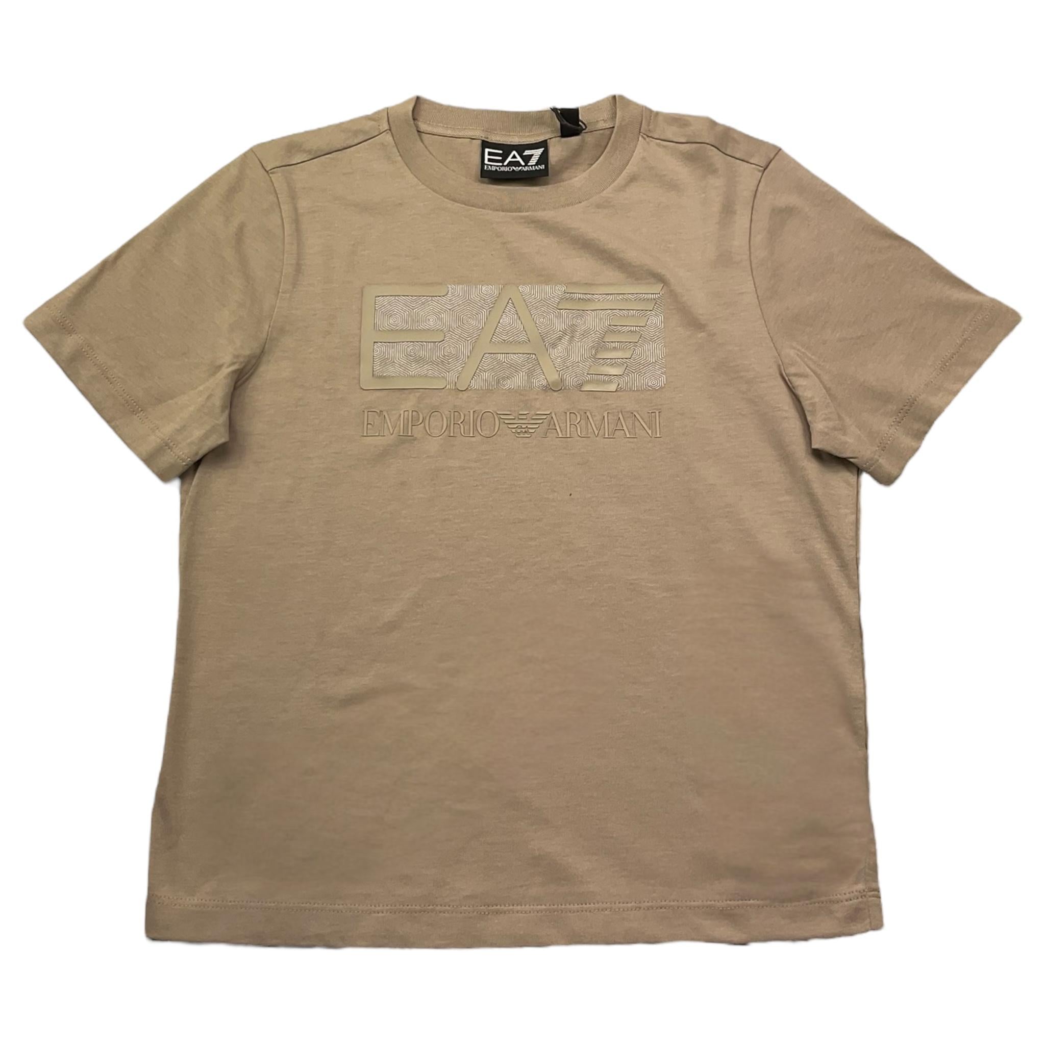 Emporio Armani T-Shirt Girocollo Tinta Unita con Logo per Bambino U6155 BEIGE EMPORIO ARMANI 