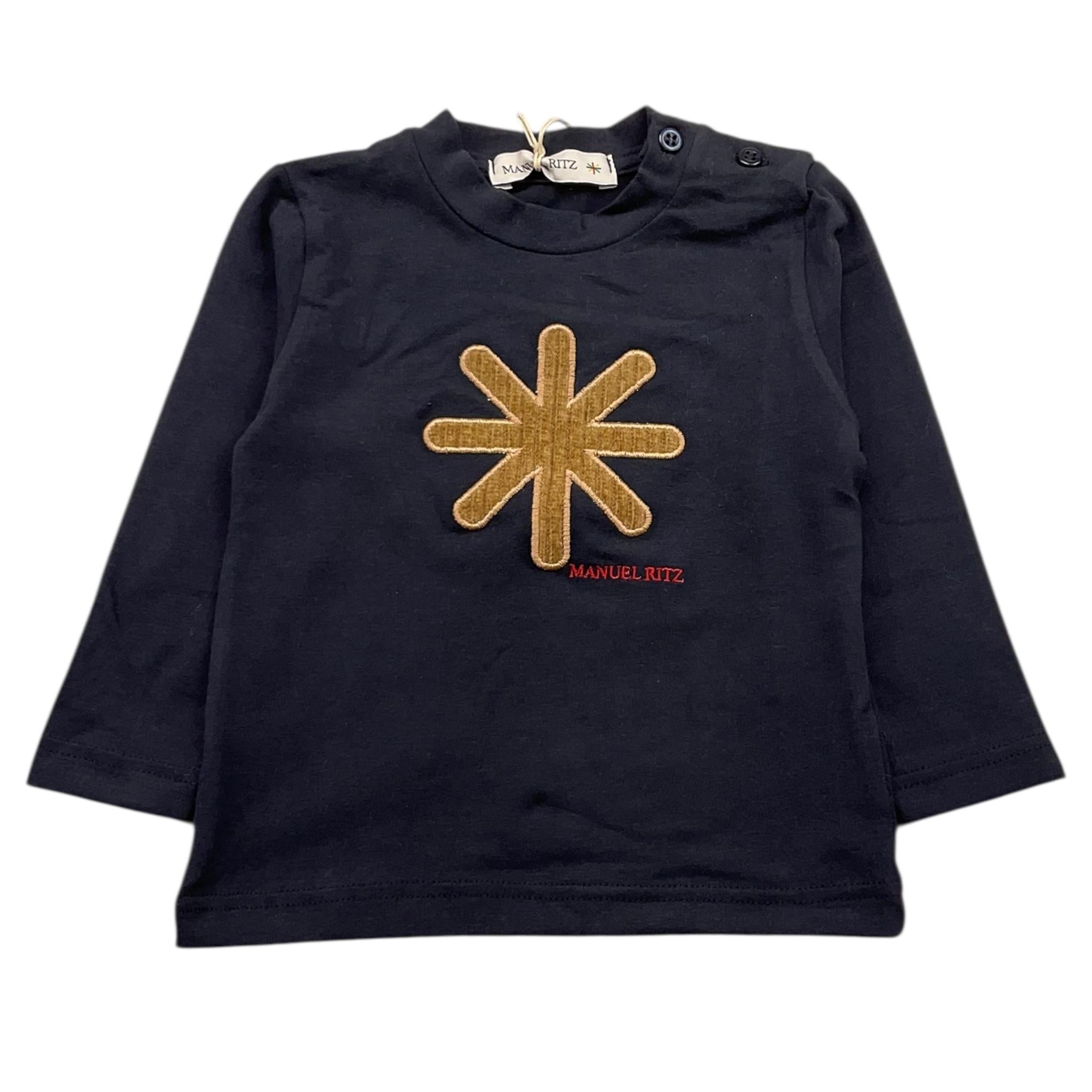 MANUEL RITZ shirt girocollo tinta unita con logo Blu per Bambino MR2820 BLU MANUEL RITZ 