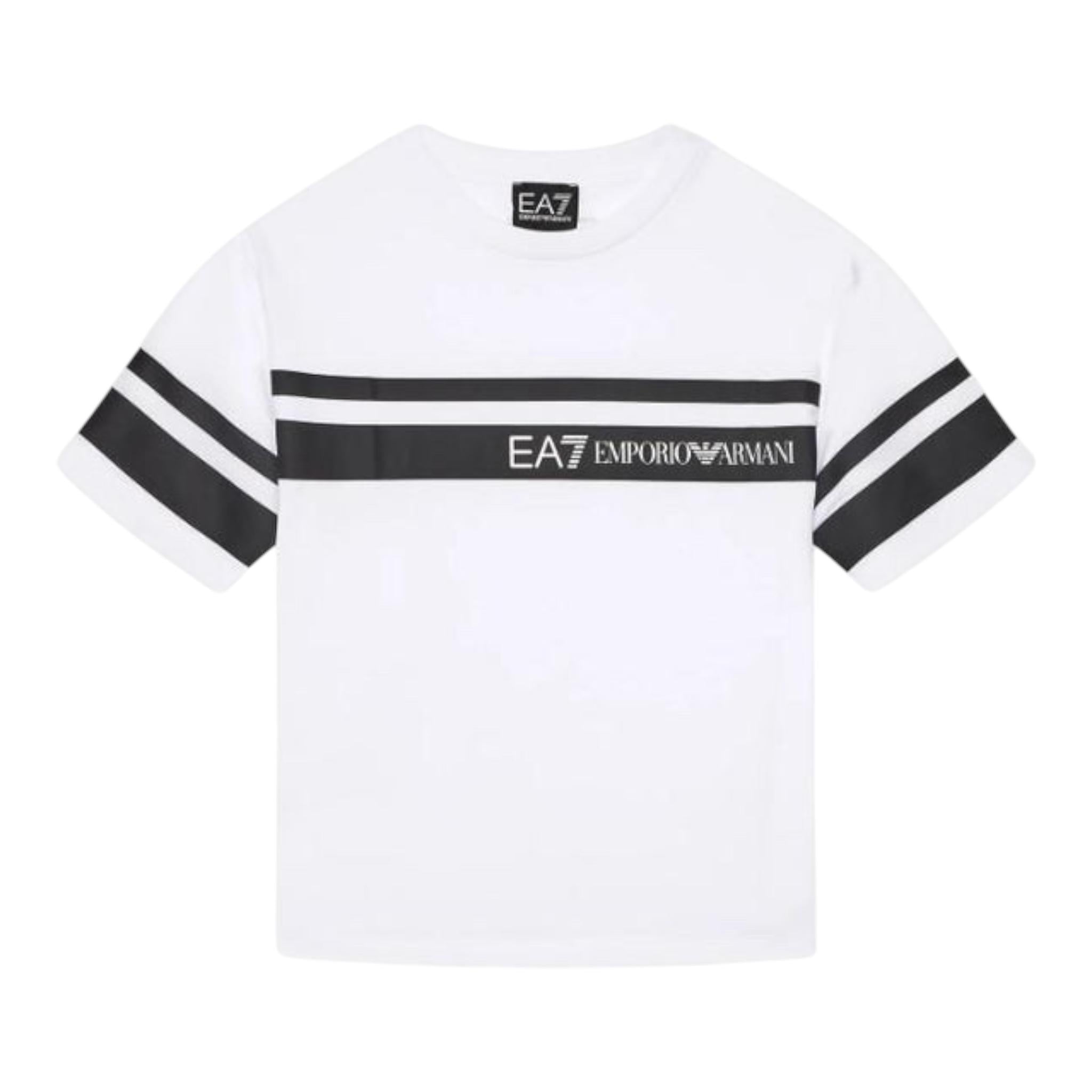 EMPORIO ARMANI t-shirt girocollo tinta unita con stampa Bianco per Bambino 3DBT58 BIANCO EMPORIO ARMANI 