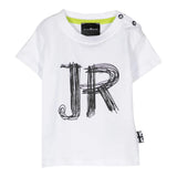John Richmond T-Shit Girocollo Tinta Unita Logata Bianco per Neonato