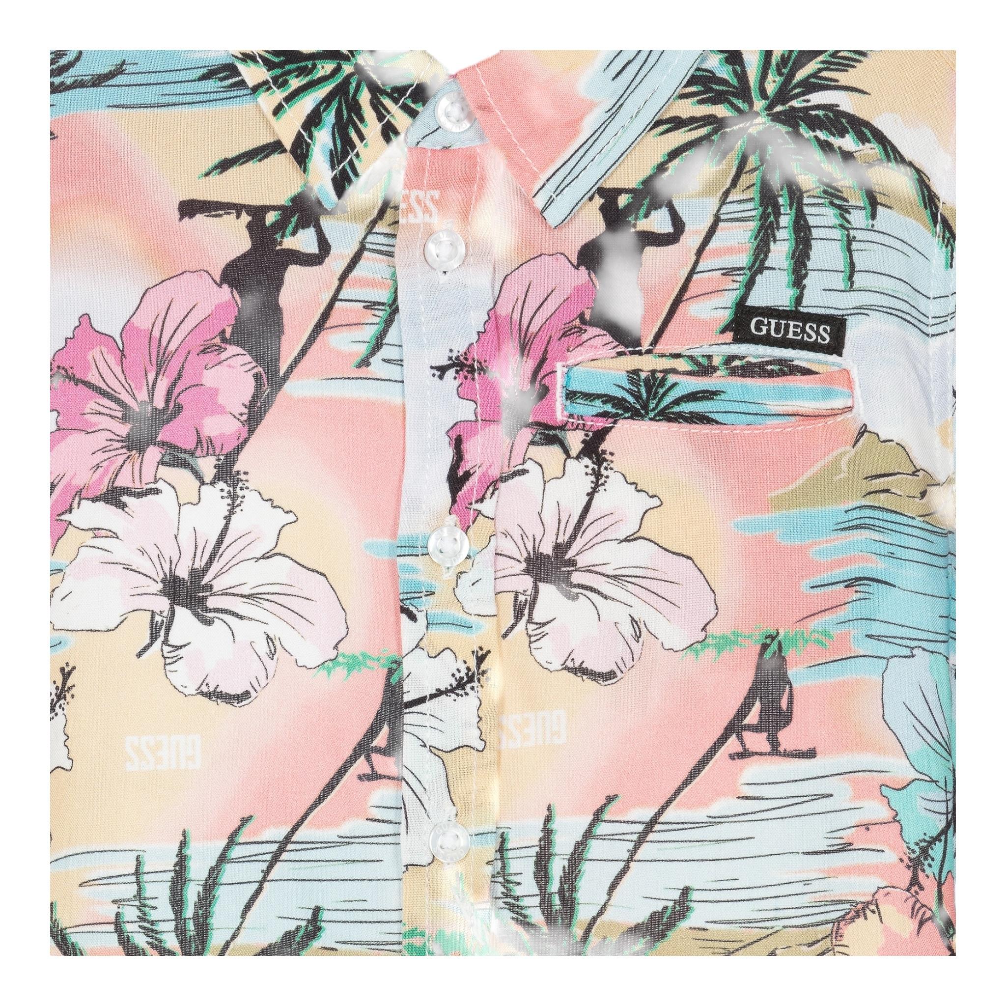 Guess Camicia Mezza Manica Tinta Unita con Fantasia per Bambino N5GH02WG5V0 AZZURRO GUESS 